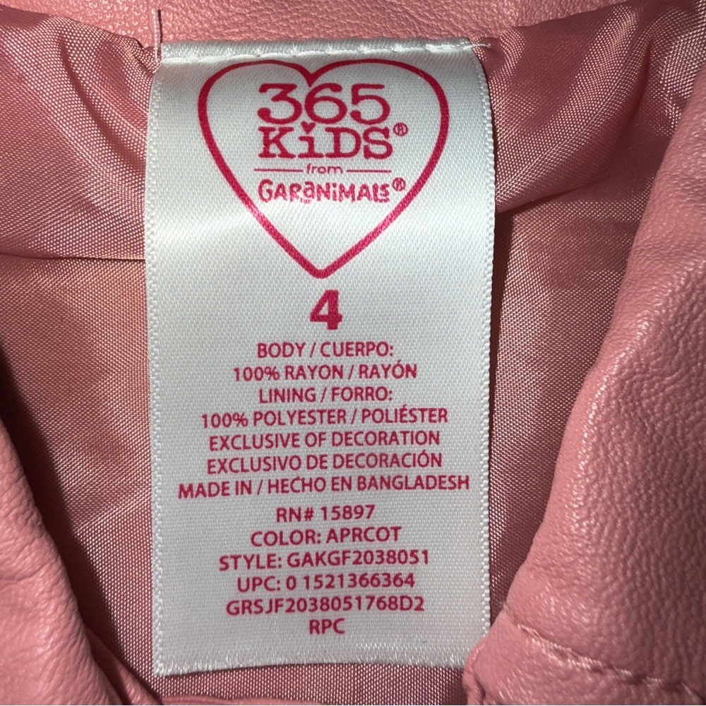 365 Kids Pink Pleather Sequin Unicorn Jacket, Size 4T - Picture 4 of 5